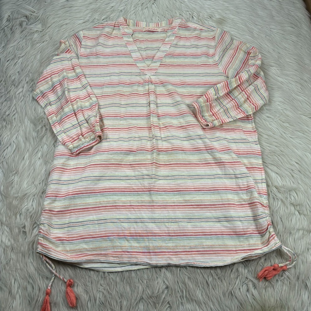 Fresh Produce Women's M‎ / L Woven Striped Tunic Shirt Pink White